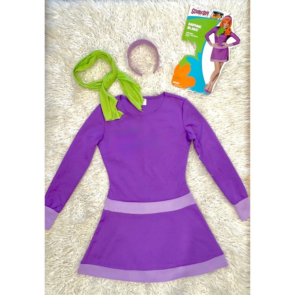 Spirit Scooby-Doo Daphne Blake Costume Womens XS Purple Dress 3-Piece Set